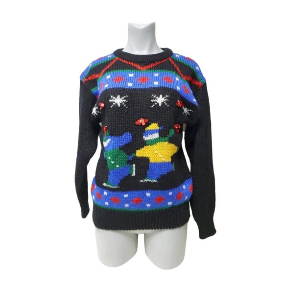 90s - 00s Adell Barre skiing Ugly sweater . large - Picture 1 of 7